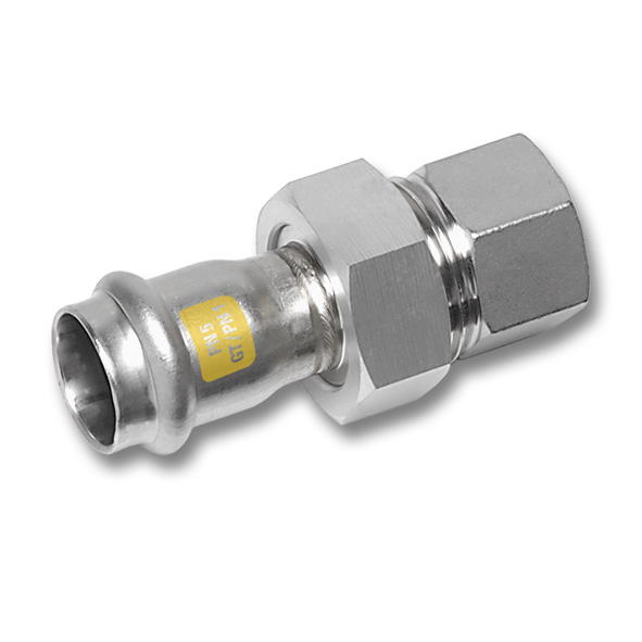 Persfitting RVS Gas 3 delige koppeling