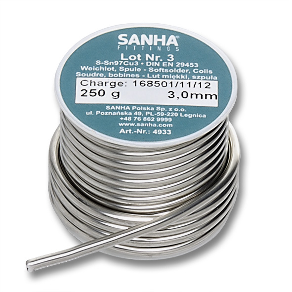 Weichlot S-Sn97Ag3 Nr.4, 3,0 mm Spule à 250 g