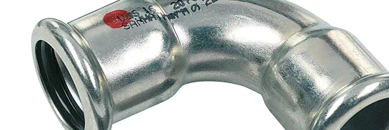 Pressbogen der Marke SANHA®-Therm wird zugeschnitten dargestellt