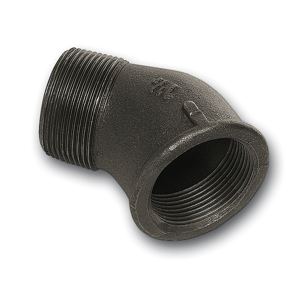 Black elbow 45° male/female
